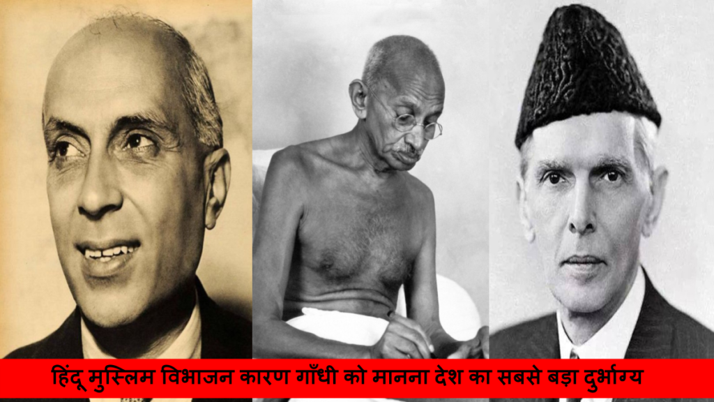 हिंदू मुस्लिम विभाजन कारण गाँधी को मानना देश का सबसे बड़ा दुर्भाग्य