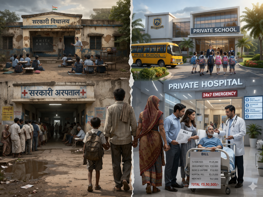 स्कूल हो या अस्पताल — गरीब की जेब हमेशा खाली, मजबूरी हमेशा भारी