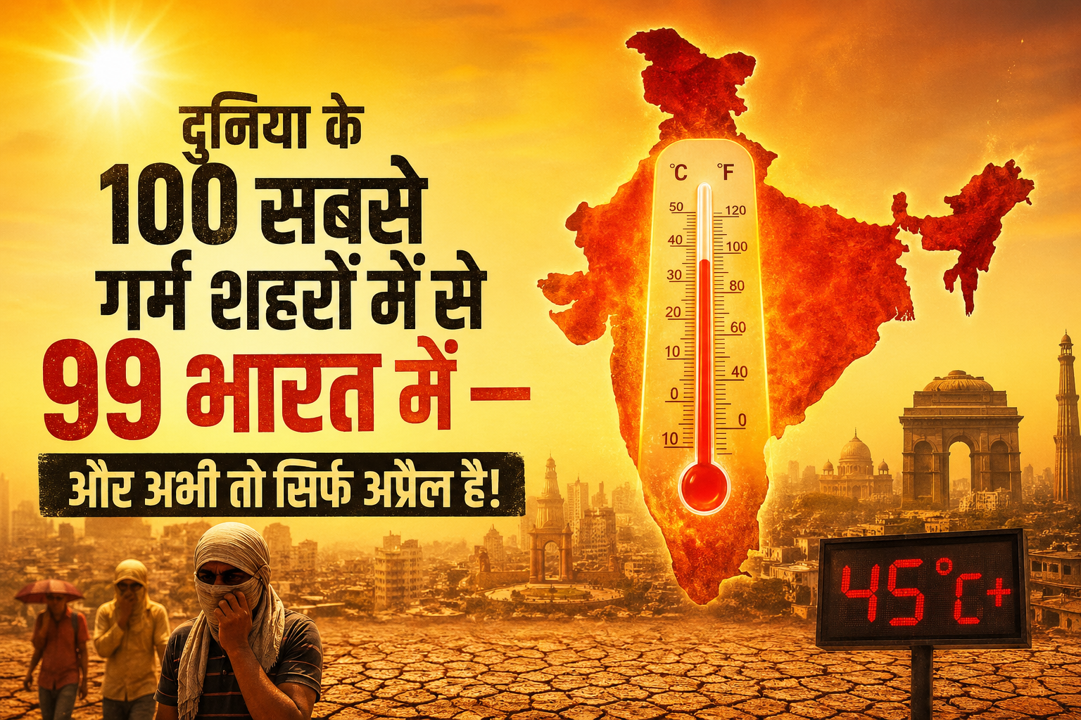 दुनिया के 100 सबसे गर्म शहरों में से 99 भारत में — और अभी तो सिर्फ अप्रैल है!