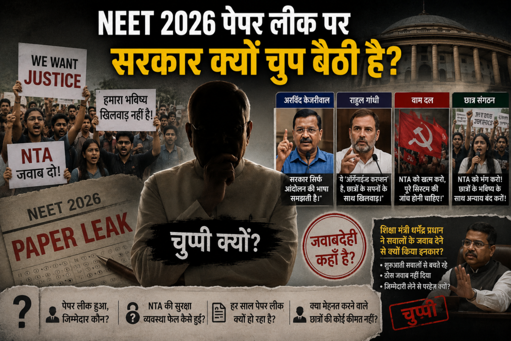 NEET 2026 Paper Leak: छात्रों के भविष्य पर सरकार क्यों चुप है?