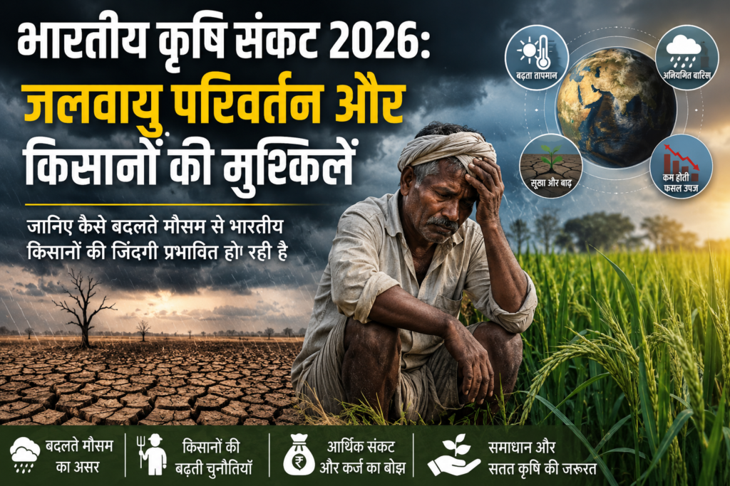 भारतीय कृषि संकट 2026: जलवायु परिवर्तन और किसानों की मुश्किलें