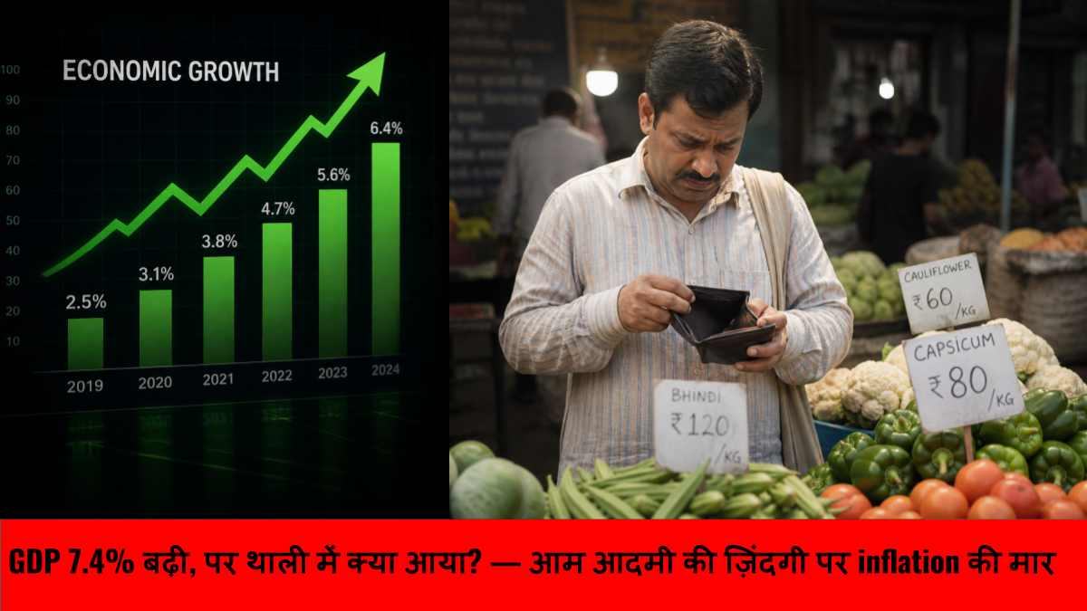 GDP 7.4% बढ़ी, पर थाली में क्या आया_ — आम आदमी की ज़िंदगी पर inflation की मार
