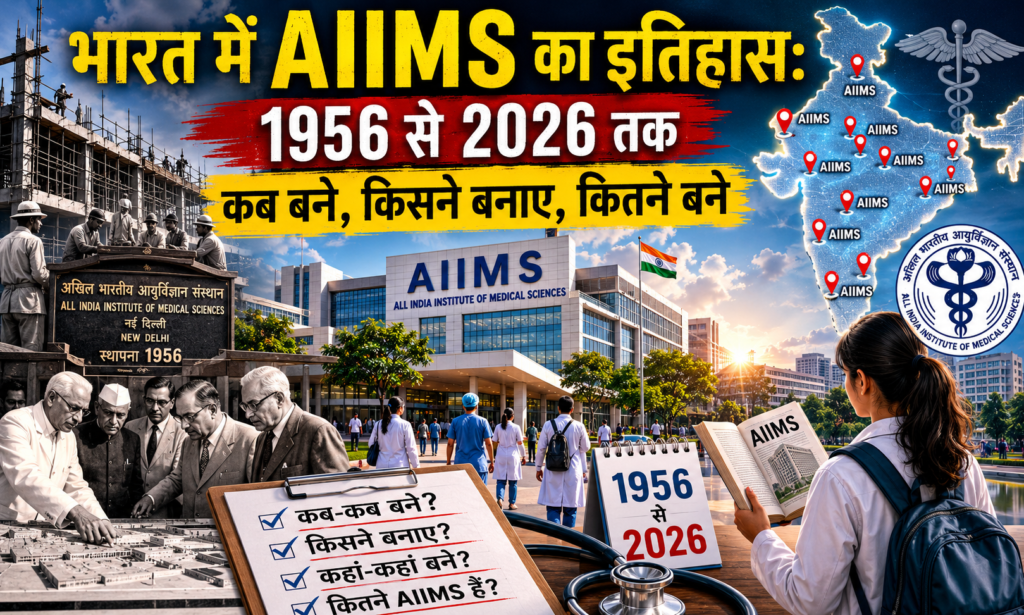 भारत में AIIMS का इतिहास 1956 से 2026 तक कब बने, किसने बनाए, कितने बने
