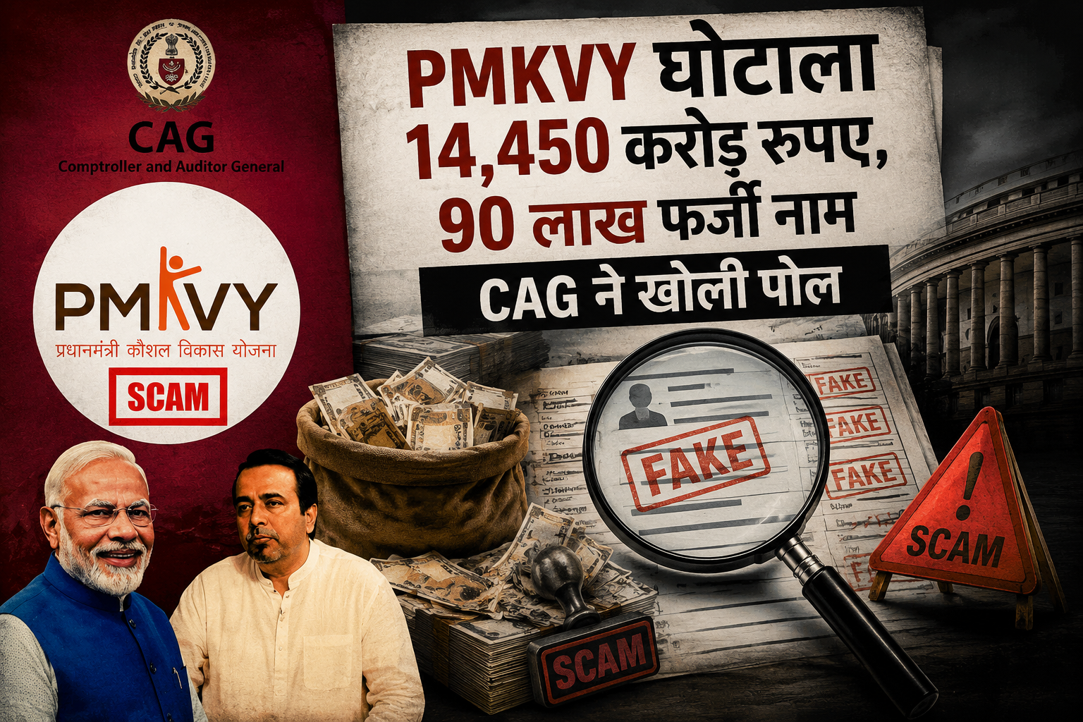 PMKVY घोटाला: 14,450 करोड़ रुपए, 90 लाख फर्जी नाम — CAG ने खोली पोल