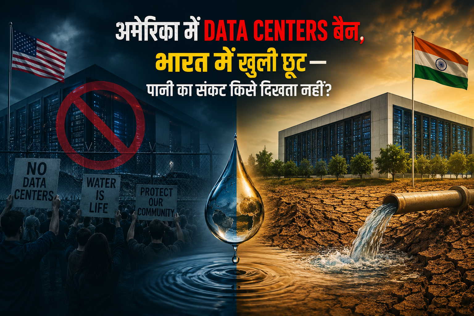 अमेरिका में Data Centers बैन, भारत में खुली छूट — पानी का संकट किसे दिखता नहीं