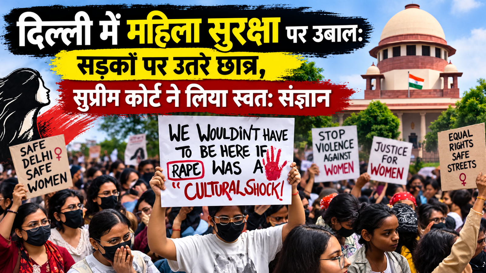 दिल्ली में महिला सुरक्षा पर उबाल सड़कों पर उतरे छात्र, सुप्रीम कोर्ट ने लिया स्वतः संज्ञान