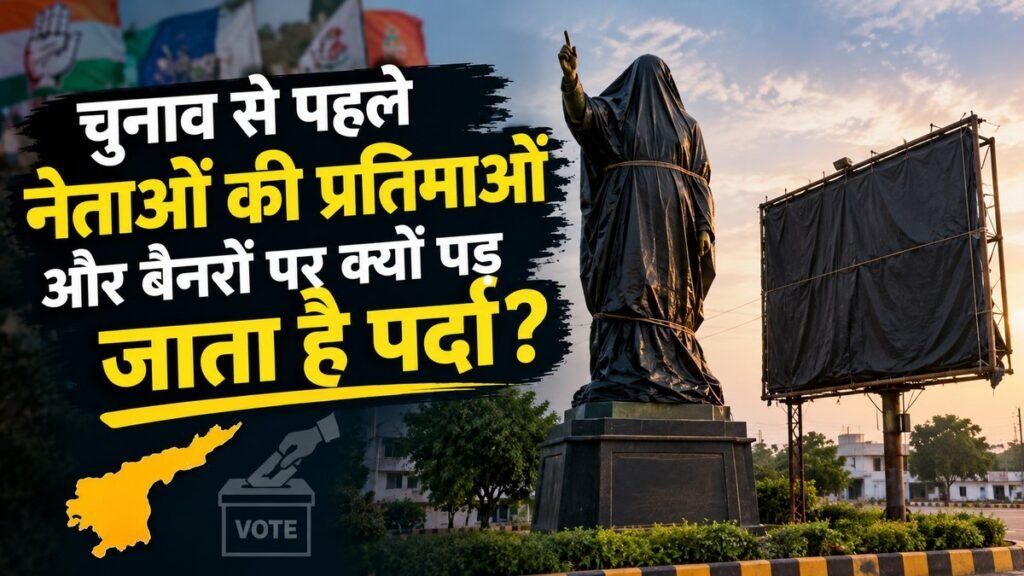 Election Silence in Andhra: चुनाव से पहले नेताओं की प्रतिमाओं और बैनरों पर क्यों पड़ जाता है पर्दा