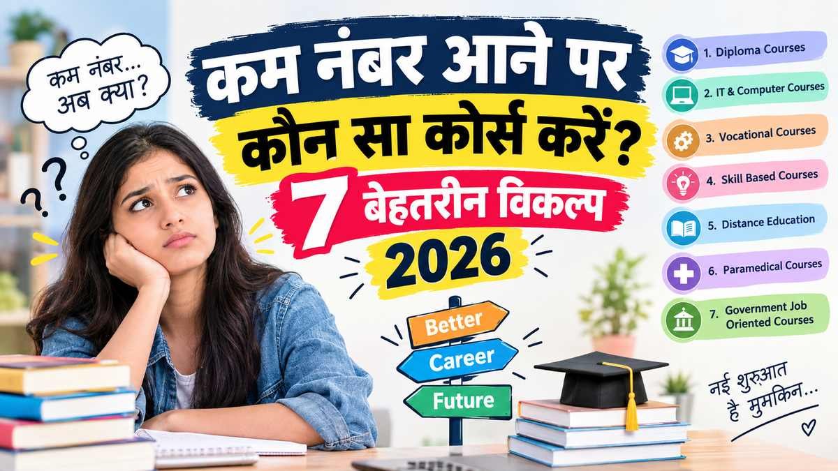 कम नंबर आने के बाद कोर्स चुनता हुआ छात्र, करियर विकल्पों की गाइड